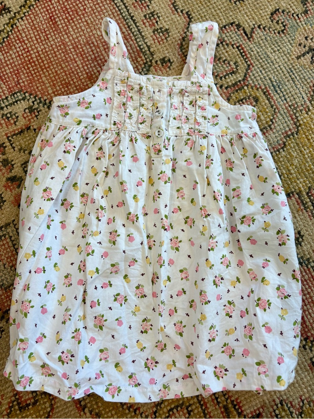 Petite Plume 2T Girls White Floral Nightgown with Pink and Green Roses